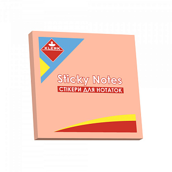 Папір клейкий; 76*76мм; 100арк.; кол.неон. рожевий; арт. KL21507; KLERK
