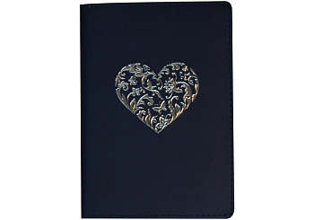 Блокнот делов.А6  О20803-09 "Сердце" темн.син.фольга Vivelia мягк.обл.крем.блок 