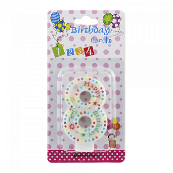 Аксессуары:Свеча д/торта 0185 "Цифра - 8"белая ANGEL GIFTS