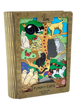 Детский Деревянный пазл Funny Cats