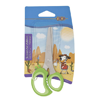 Ножницы 128мм ZB.5010-15 дет.,пласт.ручки с рез.встав.салат