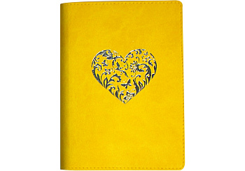 Блокнот делов.А6  О20803-05 "Сердце" желт.фольга Vivelia мягк.обл.крем.блок 