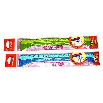 Лінійка пласт. шкільна з гум.вст., 30см, HANDLE, кол.асорті, блістер-упак., арт. RX130700, Y PLUS