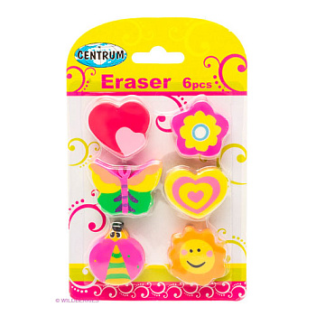 Ластик Centrum 86618 "Flovers & Heart" 6 шт.блист.