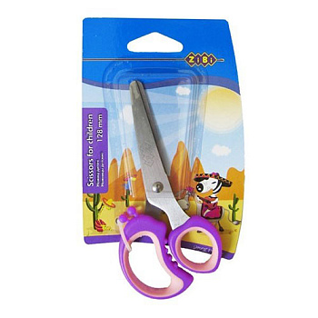 Ножницы 128мм ZB.5011-07 дет.,пласт.ручки с рез.встав.фиолет