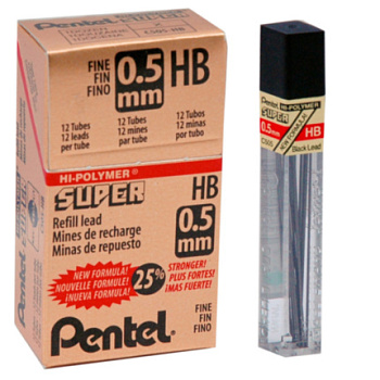 Грифель 0,5 мм НВ "Hi-Polimer" 12 шт Pentel C505-HB