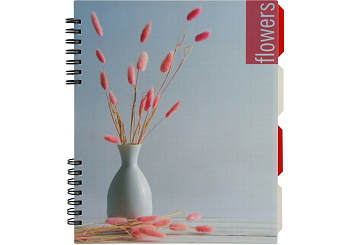 Блокнот B5 O20356-17  "Flowers"(170х205), пластикова обкл., спіраль, з розділ., 120 арк., кл.
