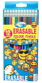 Карандаши 12цв. Centrum 80502 "EMOJIDEX"с ластик вытирают. в карт.упак.