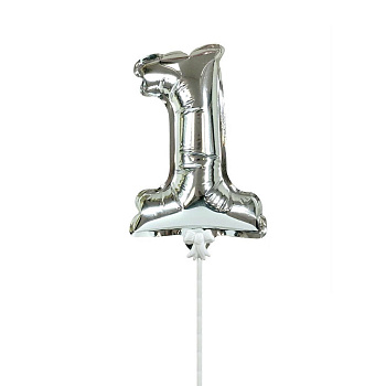 Шарик цифра в торт серебро 1 SHA-8801