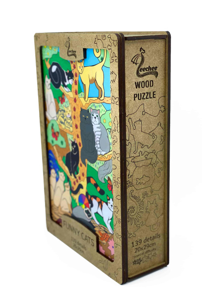 Детский Деревянный пазл Funny Cats