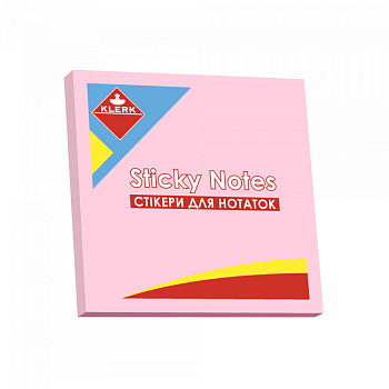 Папір клейкий; 76*76мм; 100арк.; кол. паст. рож.; арт. KL21502; KLERK