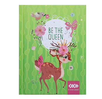Блокнот А6 ZB.12713-15 BE THE QUEEN А-6 64л. Кл. Тв. обл. мат. лам. + лак глит салатовый