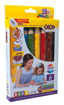 Карандаши 6цв. ZB.2453 цветные SUPER JUMBO с точилкой