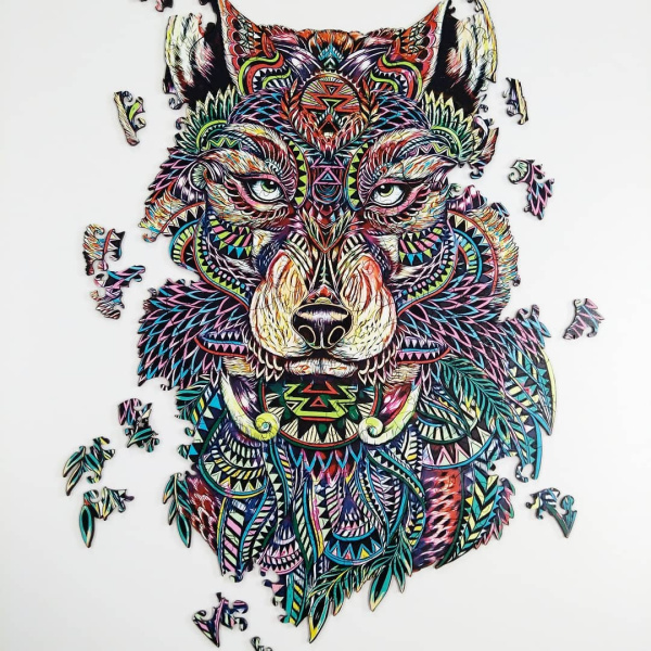 Деревянный пазл "Волк" 477х304мм. 183 элемента