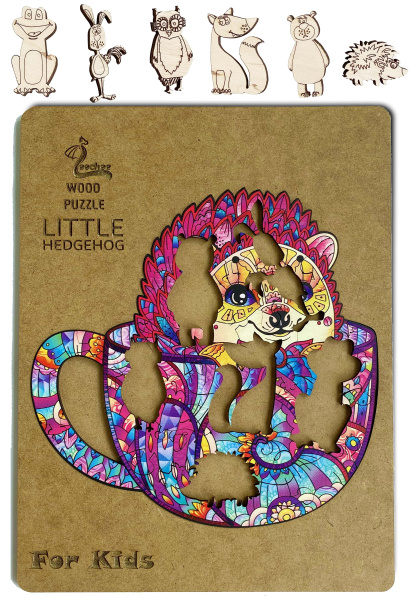 Деревянный пазл для детей The Little Hedgehog