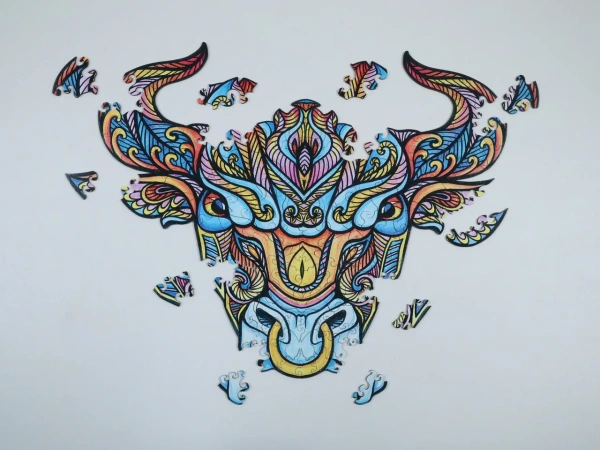 Деревянный пазл "Бык" 369х460мм. 123 элемента