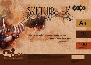 Альбом_д/рис скетчбук А4 ZB.1486 40  пружина белый блок 100 г/м2 ART Line