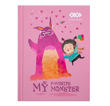 Блокнот А6 ZB.12716-10 MONSTER А-6 64л. Кл. Тв. обл. мат. лам. + лак глит розовый