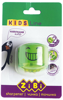 Точилка СМАЙЛИК ZB.5592-1 с конт.  2 отв., салатовая  KIDS Line