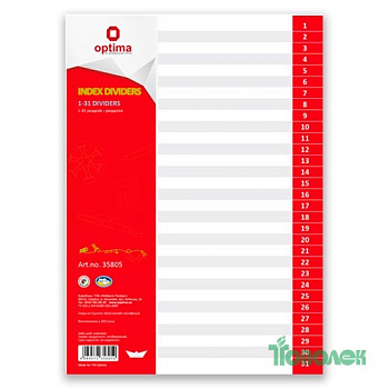 Разделитель А4 Optima 1-31 пласт.35805