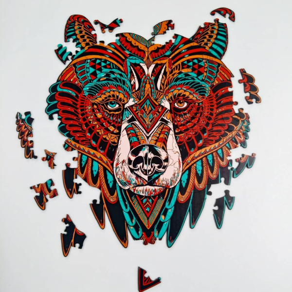 Деревянный пазл "Медведь" 360х300мм. 95 элементов