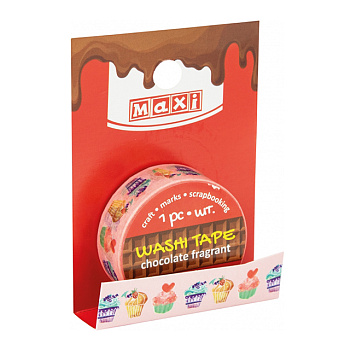 Скотч декор.15мм*3 м MX61992 с принтом, с ароматом  шоколада
