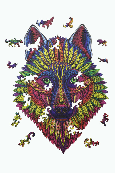 Фигурный пазл из дерева The wild wolf