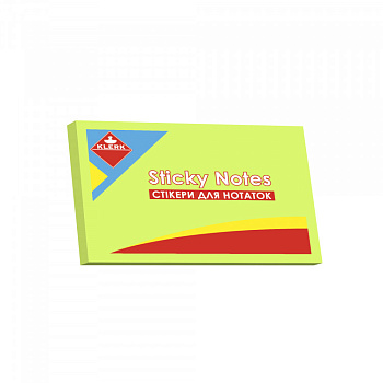 Папір клейкий; 76*50мм; 100арк.; кол. неон зел.; арт. KL21517; KLERK