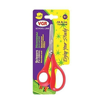 Ножиці дитячі 14см "Для шульги" червоні пластикові ручки, блістер упаковка, арт. TS925LB, VGR