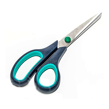 Ножиці канц. металічні 19см, чорні пласт.ручки з гум.вст.; карт. упак.+європідв., арт. KL1910, KLERK