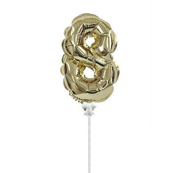 Шарик цифра в торт золото 8 SHA-8818