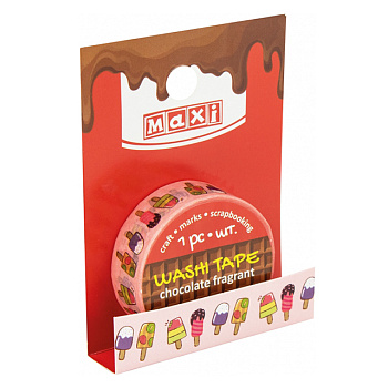 Скотч декор.15мм*3 м MX61991 с принтом, с ароматом  шоколада