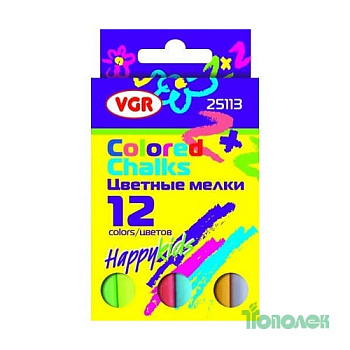 Крейда кольорова шкільна, 12 шт, арт. 25113, VGR
