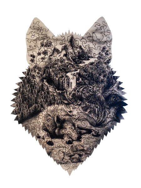 Фигурный пазл из дерева The wild wolf