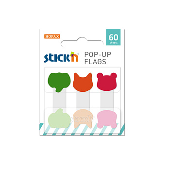 Стикер индексы 26091 3 * 60л.фигурн. "Животные В"неон ассорти STICK'N