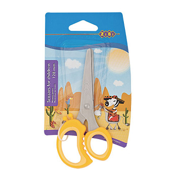 Ножницы 128мм ZB.5010-08 дет.,пласт.ручки с рез.встав.желт