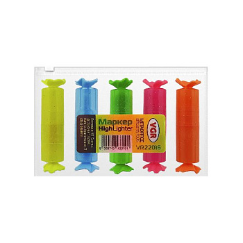 Маркери текст. (міні) 65мм; у наб. 5шт.; кол. асорті; 2-4мм, клінопод.; арт.VR22016; VGR