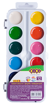 Краски аквар. водораств.12цв. ZB.6544-08 белый KIDS Line