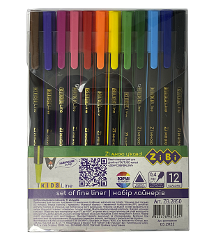 Линеры 12 цв. ZB.2850 тригран, PVC-пенал, KIDS Line