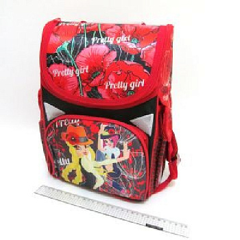 Рюкзак JO-1810  короб. "Pretty girl" 13,5'' 34*26*14,5, 3 отд., ортоп.,светоот.