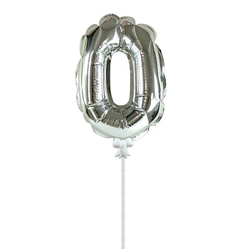 Шарик цифра в торт серебро 0 SHA-8800