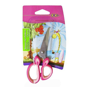 Ножницы 128мм ZB.5011-10 дет.,пласт.ручки с рез.встав.розов